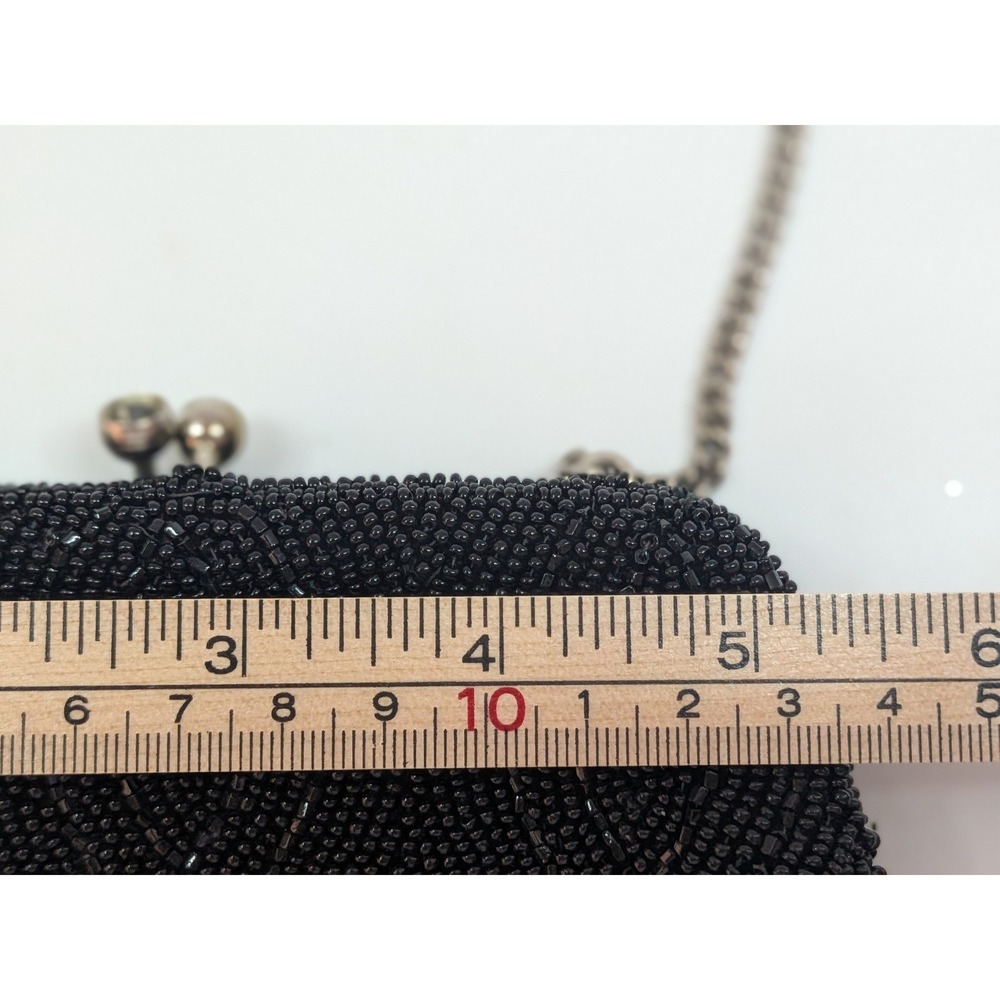 Vtg Richere Black Beaded Evening Purse Hand Made in Japan Rhinestone Clasp - Picture 14 of 17